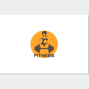 Fitness Logo with Dumbbell and Female Silhouette Posters and Art
